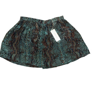 *NEW* Women's Rebecca Taylor Skirt Size 6 Teal Brown Snake Print 100% silk $325
